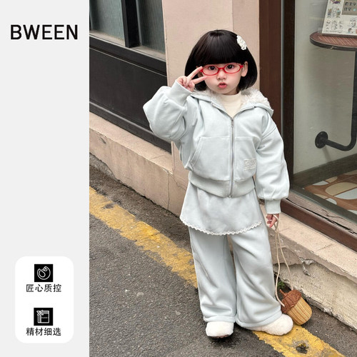 女童套装冬季 加绒、卫衣外套、卫裤、连帽 K25122346GP