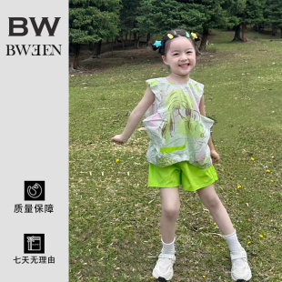 女童背心夏薄款 森系洋气小女孩甜美可爱无袖 印花短袖 儿童上衣夏季