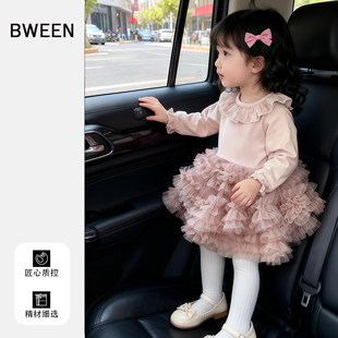 女童连衣裙2025新款冬季韩版女宝宝可爱裙子网纱儿童秋冬天公主裙