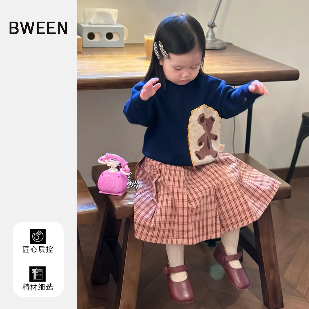 女童冬装毛衣2026新款洋气儿童韩版女宝宝时尚保暖卡通小熊针织衫