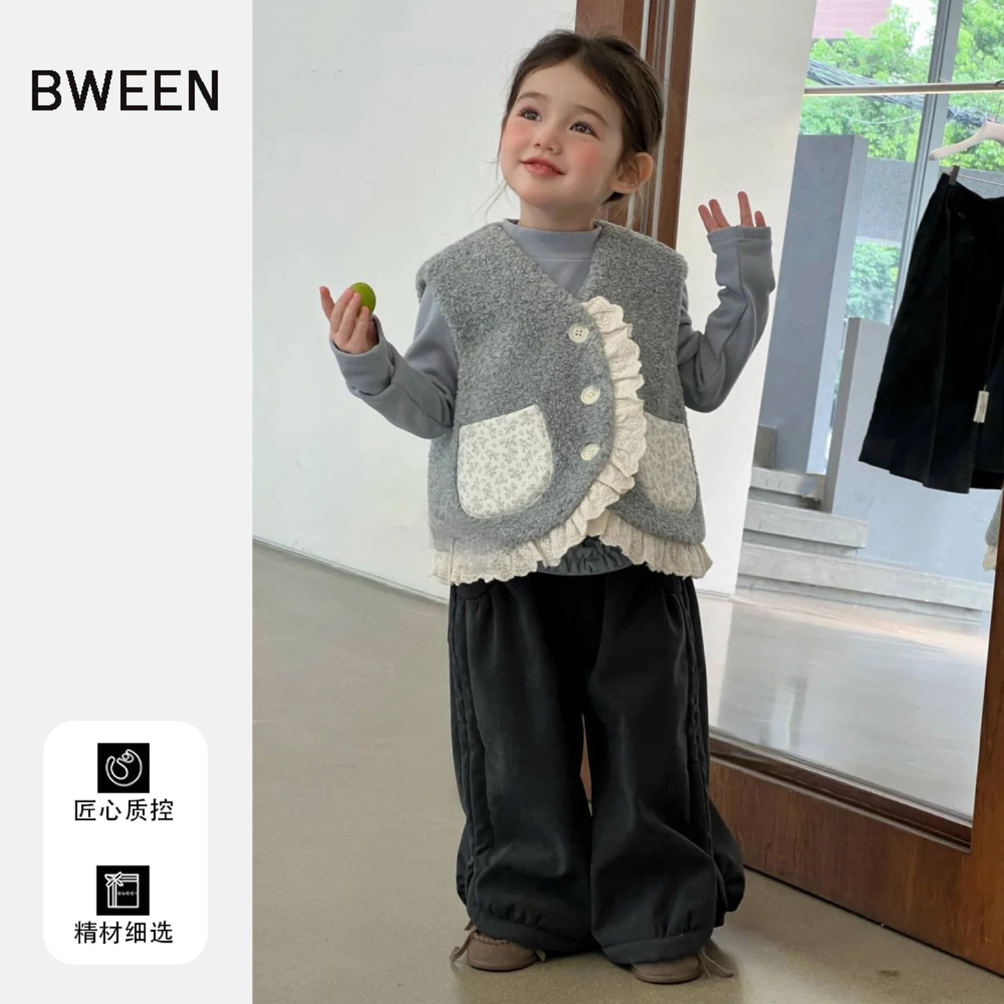 女童冬款棉服2025新款洋气韩版女宝宝时尚保暖儿童冬季毛绒马甲潮