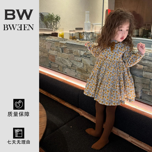 女童连衣裙秋季森系超好看女宝宝长袖花边碎花裙儿童洋气裙子秋日