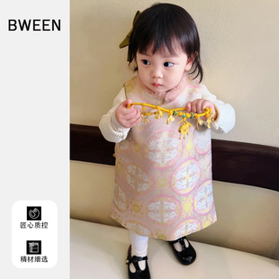 女童春款新中式连衣裙2026新款洋气儿童拜年服时尚甜美印花旗袍裙