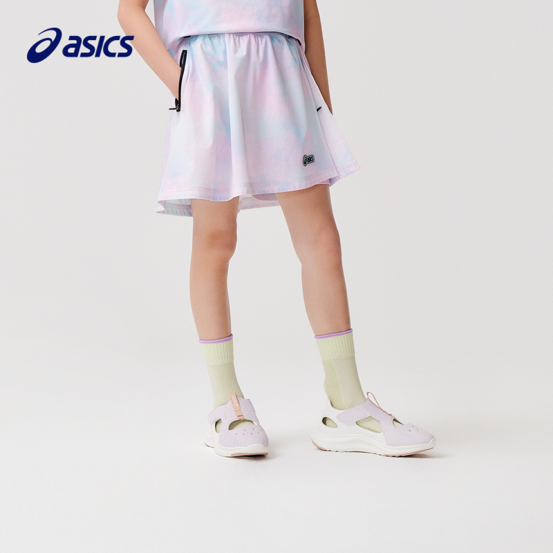 ASICS/亚瑟士童装2024夏季女童吸湿速干内置安全裤防走光网球裙