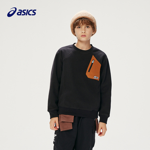 ASICS 亚瑟士儿童25年宽松拼接梭织卫衣抗静电柔软舒适轻量保暖