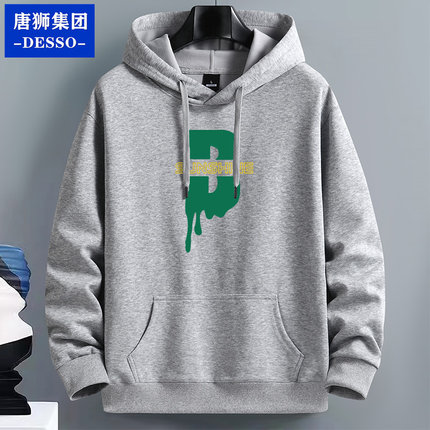 唐狮集团DESSO2024春秋季新款加绒卫衣男连帽衫美式外套潮牌上衣
