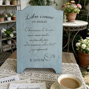 饰牌 跨境爆款 文艺英文语录桌面装 复古木质立牌 花园庭院摆件 法式