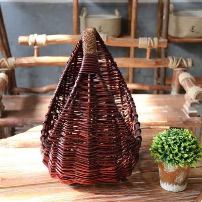 极速柳编礼品插花花篮手提花篮月亮元宝柳编装饰礼V品手提花篮收