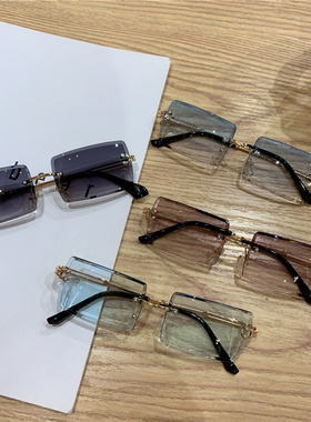 极速Square Frameless Clip Shades FoFr Women Wholesale Retro