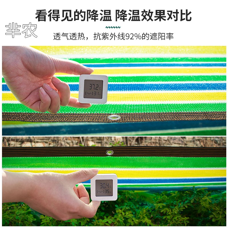 速发遮阳网四色条纹加密防晒网家用隔热网六道打孔汽车阳台楼顶遮