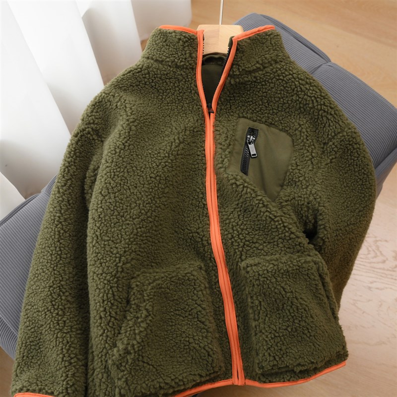 极速无补 带针织里衬 双层儿童仿羊羔绒外套 男女童棉衣.中大童