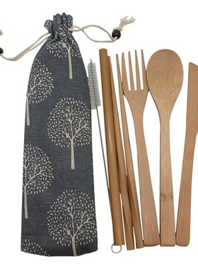 极速BamBoo CuTlery SeT Travel TenSilS BioDMegraDaBle WooDen