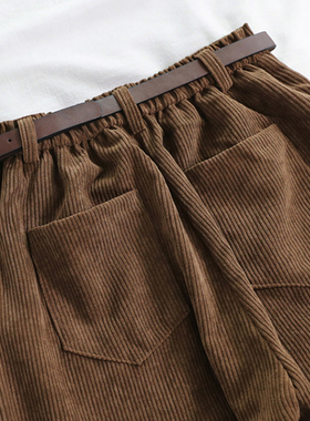 极速Lucyever Womens Loose Cxorduroy Pants Vintage High Wais