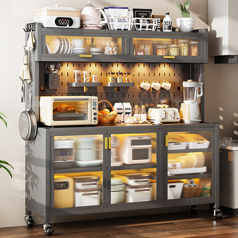 极速多功能厨房置物架子s烤箱微波炉电器收纳柜橱柜落地多层餐边
