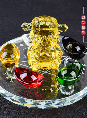 极速五路财神阵七星阵摆件水晶球珠金木水火土客R厅办公室装饰礼