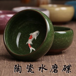 极速文房四宝鱼水碟水碗砚台小z笔洗毛笔茶杯五彩冰裂绘画多功能