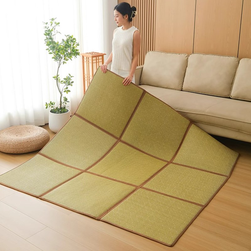 极速日式折叠凉席地垫夏天藤席拼接地毯客厅打地铺U神器睡垫儿童