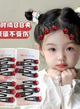 小女孩公主头红色波点儿童发卡高颜值可爱宝宝不伤发碎发bb夹37R