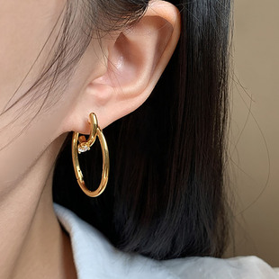 巨好看白金色圈圈耳扣女2026新款爆款高级感耳环独特漂亮耳钉耳饰