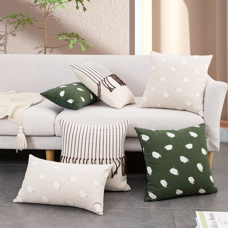 速发枕约小清新流苏刺绣抱简靠垫办公椅客厅沙发民宿抱枕套样板间