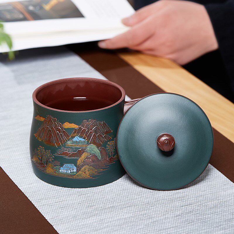 速发DA4K门兴紫砂杯男士茶杯苏宜答腊青原矿泡茶盖杯个人茶具