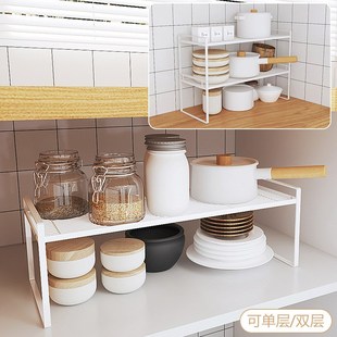 速发沥房用品分层置物架双层橱柜内碗碟收纳架水槽边盘子厨水面台