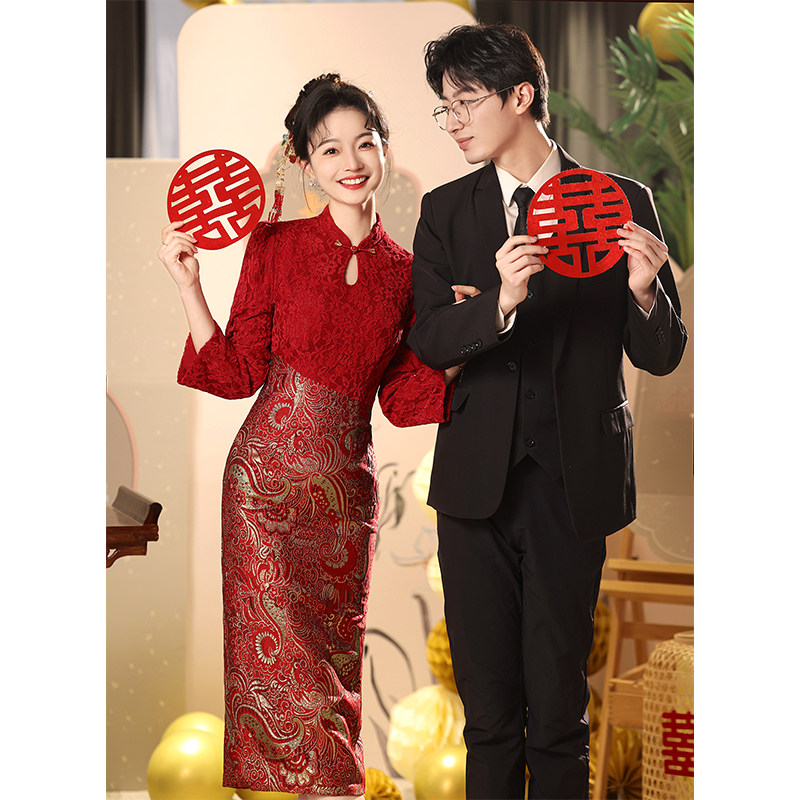 速发新中式旗袍订婚礼服平时可穿礼服/晚装
