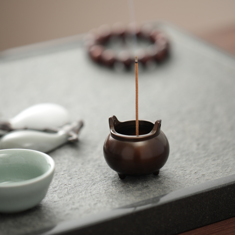 速发珍玩迷用小号创意线室炉家你香内香薰炉纯铜紫色立式檀香香插