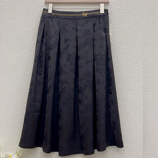速发重磅真丝中年妈妈时尚搭花半身裙绣02刺绣提花百2黑色A字裙