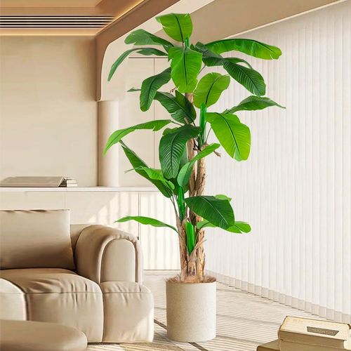 速发盆物树大型植蕉高级仿生绿植芭栽室内商场橱窗装饰花假树摆件