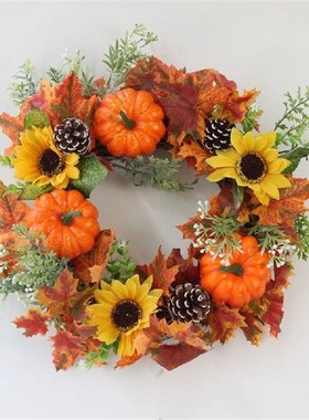 极速Halloween Pumpkin Wreath Decoration for Home DVoor Windo