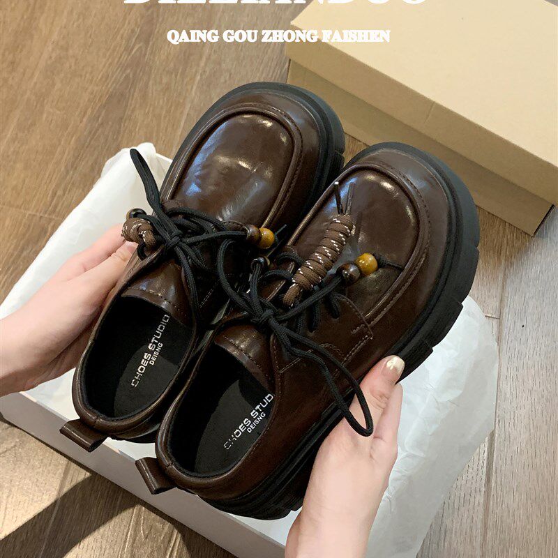 极速小皮鞋女款2026新款春夏季玛丽珍H女鞋子增高厚底棕色乐福鞋j