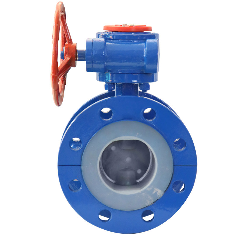 极速铸钢涡轮衬氟法兰蝶阀全衬四氟手动耐F腐蚀耐酸碱碟阀DN50 10