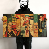 极速1米海c贼王草帽团全家福人物合集复古牛皮纸海报卧室怀旧墙壁