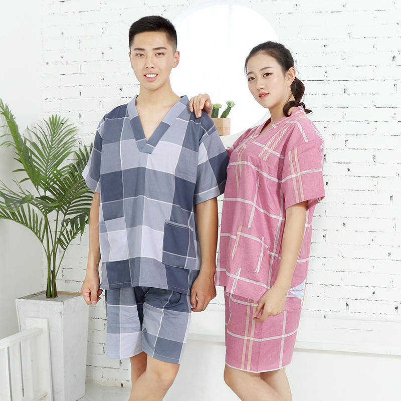极速。新款%100l汗蒸服男女款全棉情侣可爱夏季睡衣桑拿服温泉洗