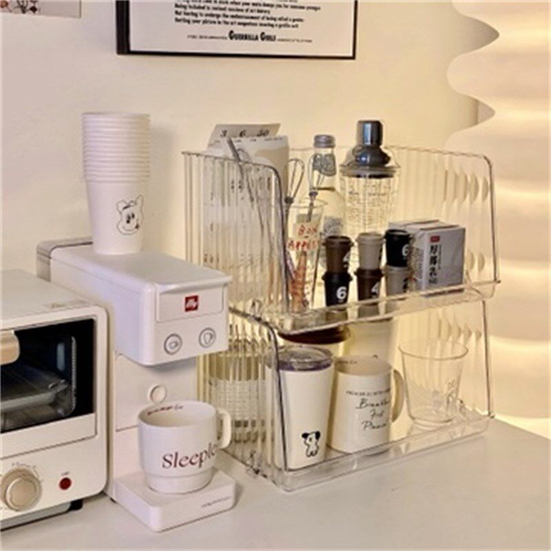 极速亚克力杯架桌面杯子收纳架z双层防尘咖啡杯放水杯架子茶杯置