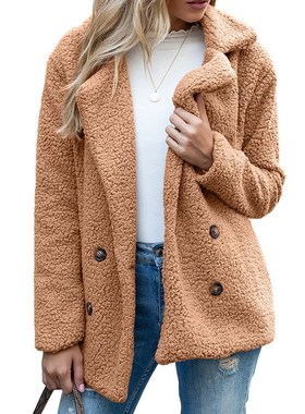 极速S-5xl Solid Color Womevn Winter Spring Loose Warm Coat H