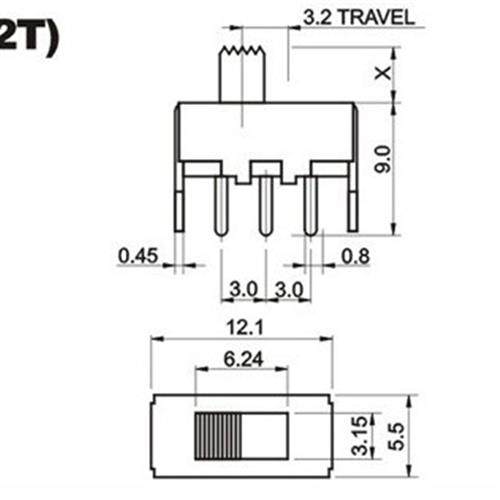 极速SS12F44G3G4G567MM柄高G拨动开关立式单排2档3脚滑动开关