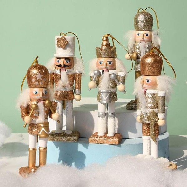 速发5PcsSet Unique Nutcracker Puppet Wood Puppet Ornaments