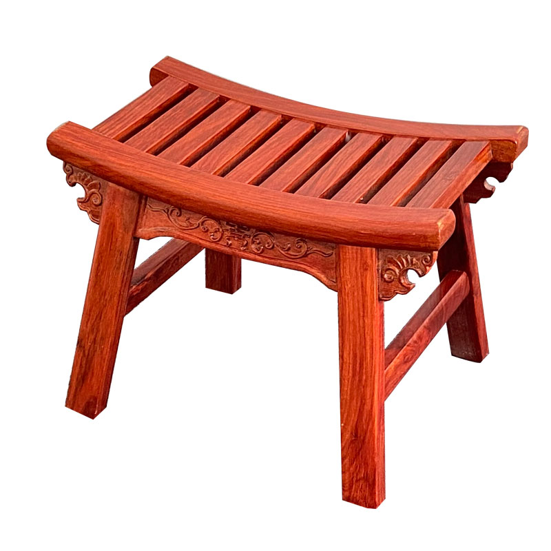 非洲花梨木新中式换鞋凳实t木矮凳雕花板凳家用红木凳子方凳马鞍
