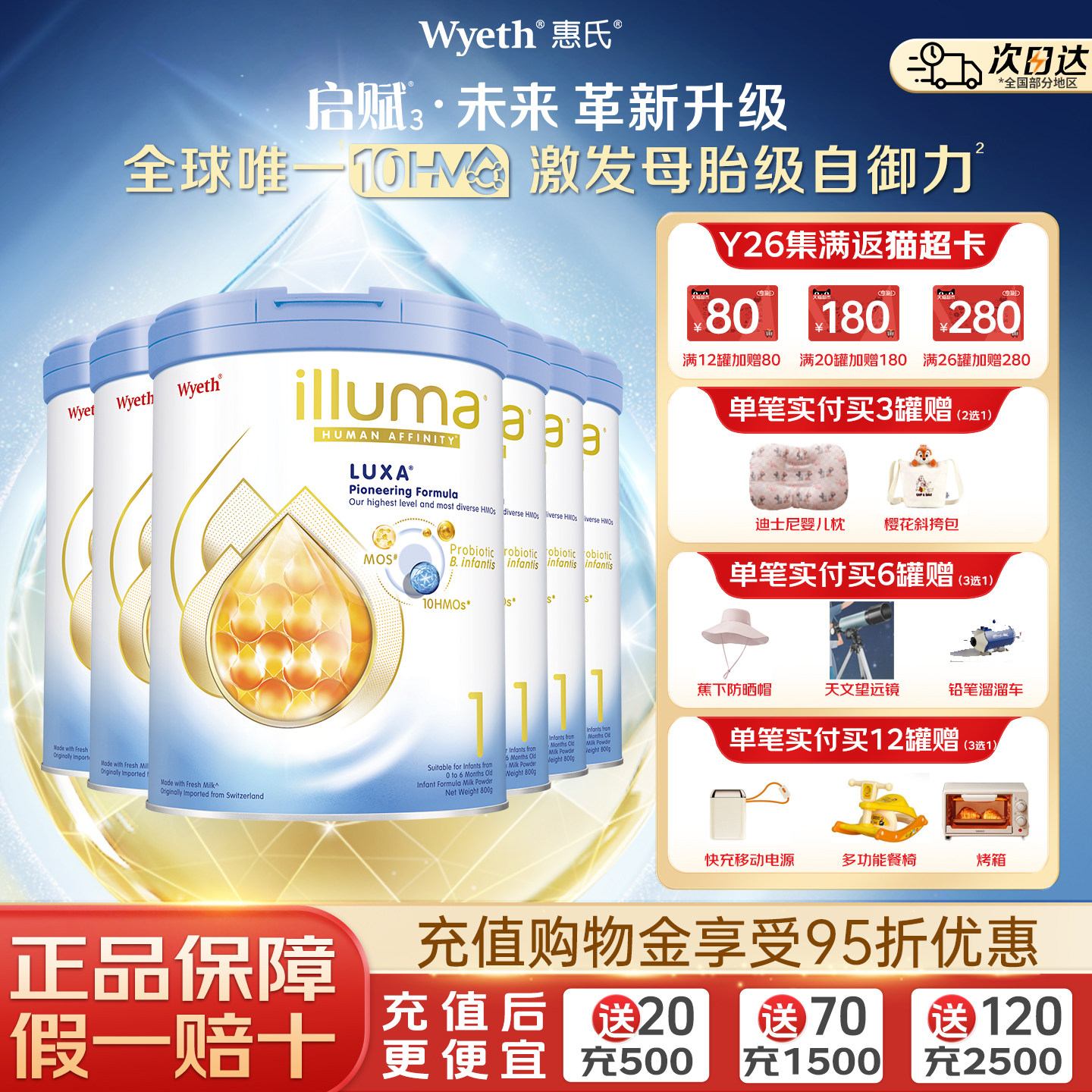 【现货】惠氏启赋未来2段10HMO婴儿奶粉800g瑞士原装进口*6罐装