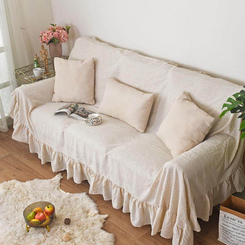 新品北欧简约沙发巾麻色荷叶边沙发全盖布防猫爪,居家布艺,沙发套,淘宝优惠券,粉丝福利购,淘宝优惠卷