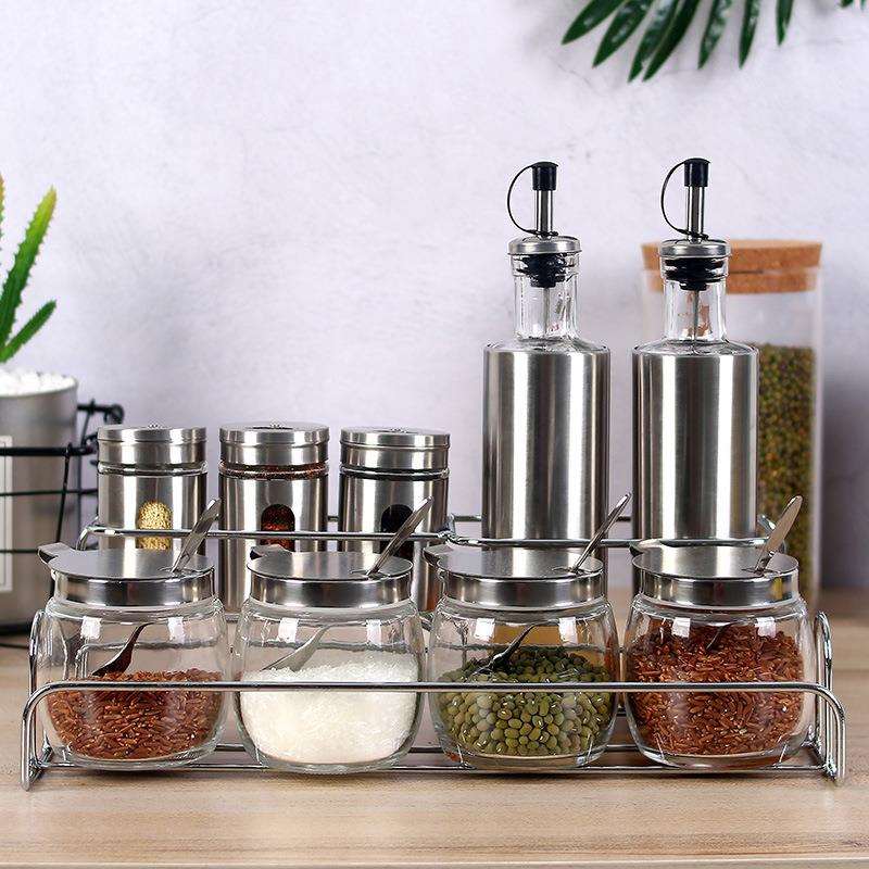 厂家销售厨房用品调味瓶套装玻璃调料瓶调味罐佐料瓶收纳盒组合装