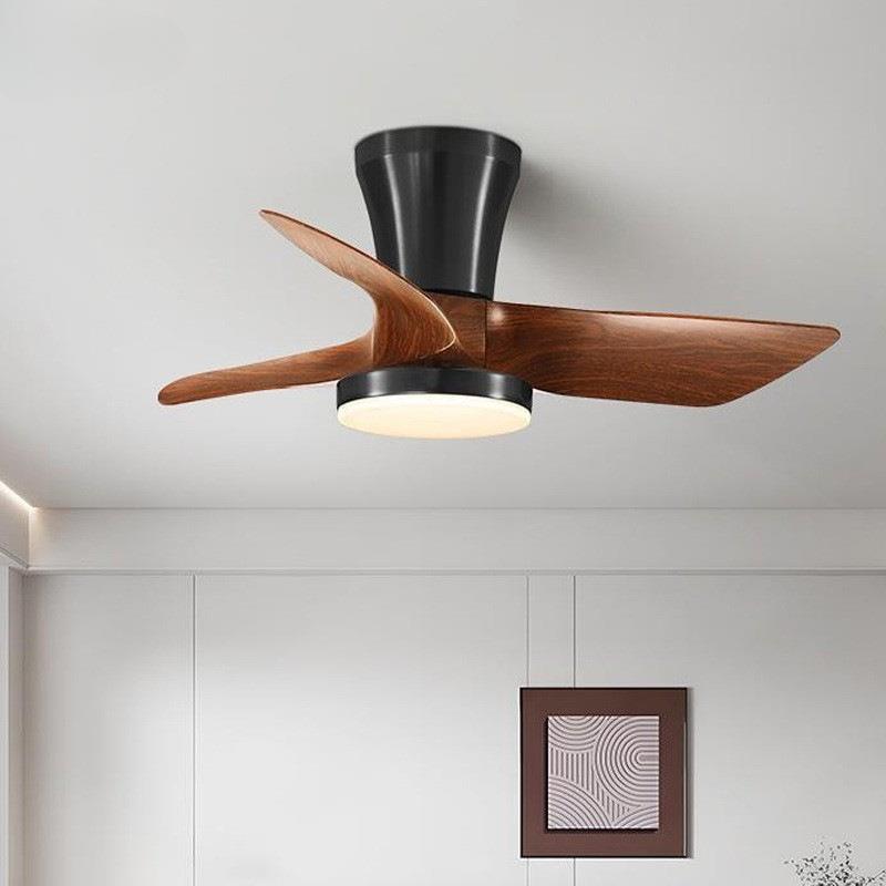 全光谱护眼美式复古胡桃木色家用电扇灯一体书房餐厅灯卧室风扇灯