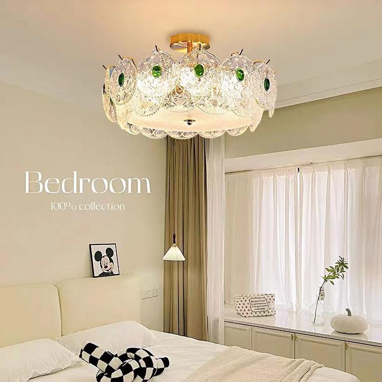 法式复古玻璃卧室吊灯北欧简约客厅餐厅吸顶灯房间灯创意贝壳灯具