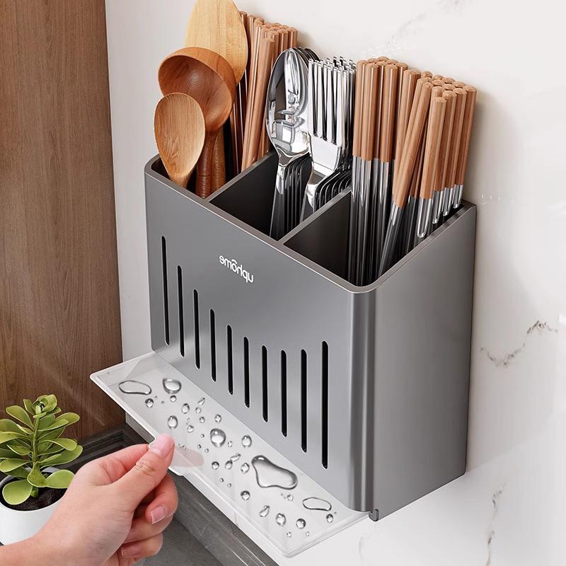 新款筷子收纳盒家用新款厨房墙上筷子筒壁挂式沥水防霉不锈钢筷笼