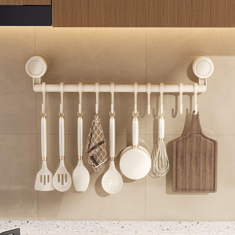 吸盘厨房挂钩免打孔挂杆锅勺子铲子挂架多功能壁挂置物架门后收纳
