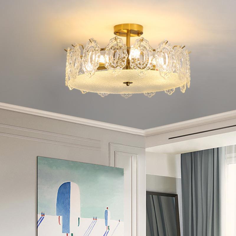 美式水晶灯复古个性创意卧室灯吸顶灯现代简约客厅餐厅玻璃吊灯具