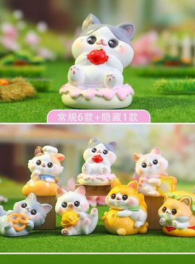 桌面公仔贪吃喵盲盒爱食玩解压