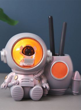 笔筒带灯男生学习用品化妆刷桌面